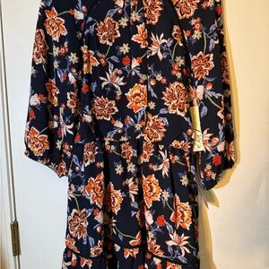 Eliza J NWT Navy Floral Long Sleeve Dress